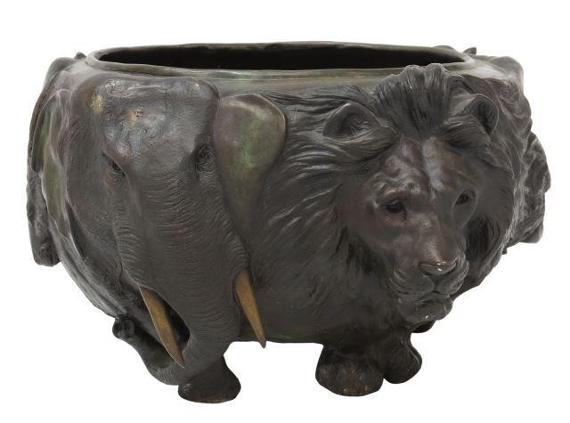 Appraisal: Patinated bronze planter in the manner of Genryusai Seiya Japanese