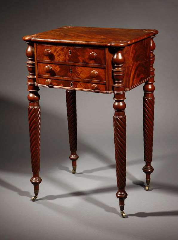 Appraisal: An American Classical mahogany work table An American Classical mahogany