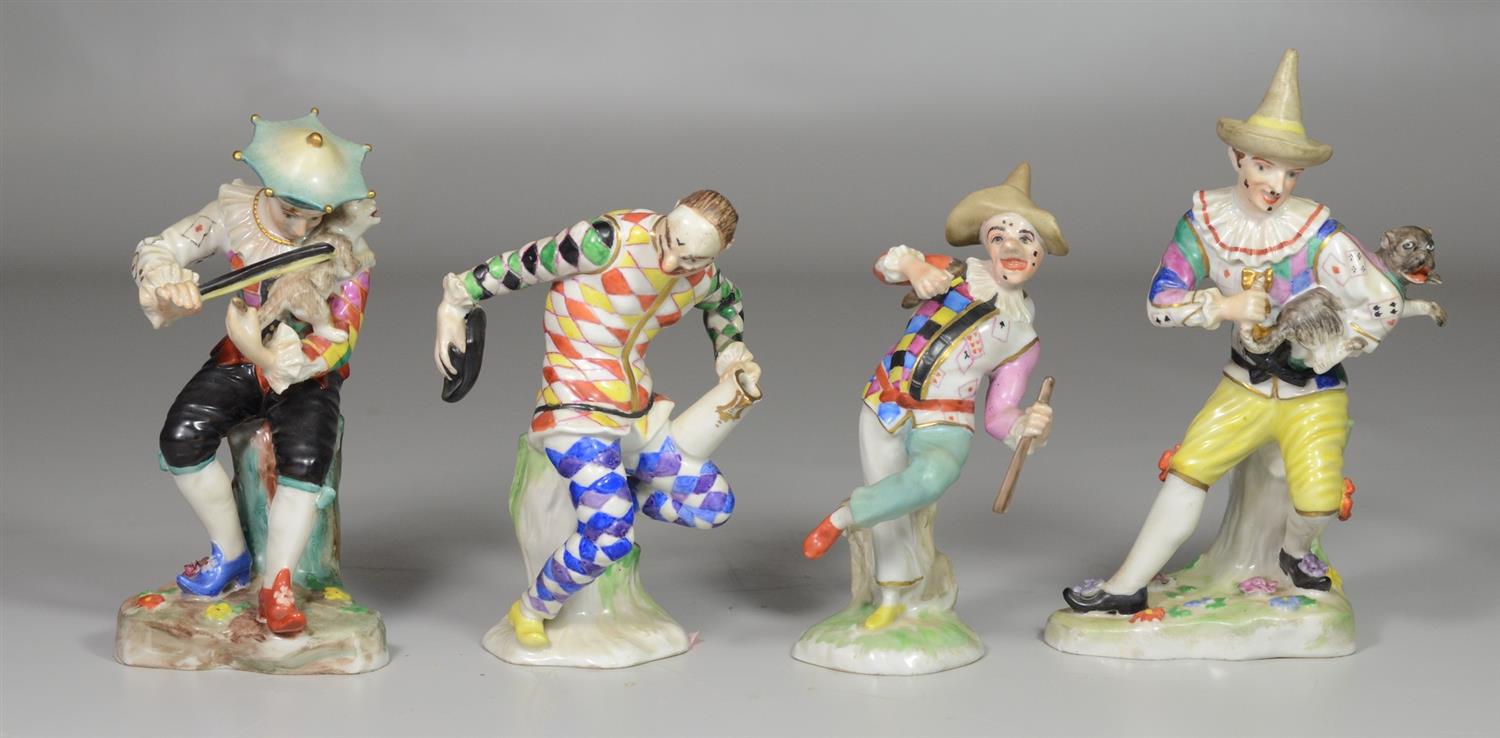 Appraisal: Carl Thieme Dresden porcelain jester musician figurines to tall