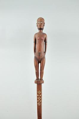 Appraisal: African Tribal Scepter Cane African hand carved tribal scepter decorated