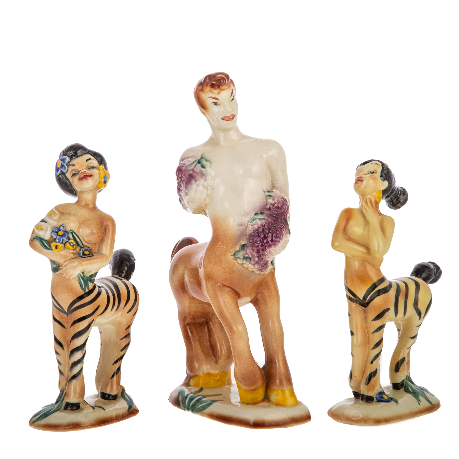 Appraisal: THREE VERNON KILNS DISNEY FANTASIA CHARACTERS RKO glazed ceramic figures