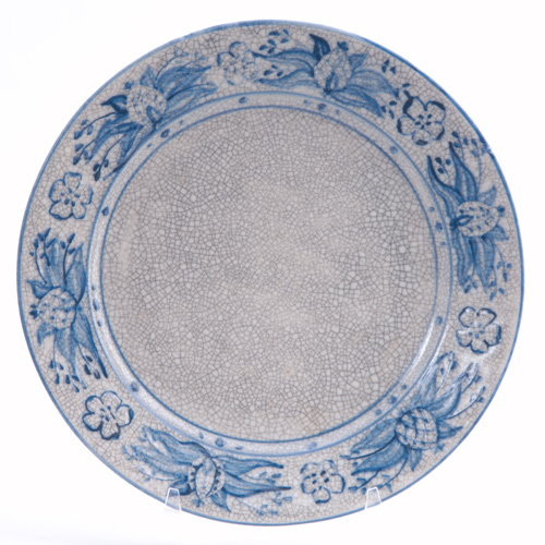 Appraisal: DEDHAM Crackleware plate in the Pineapple pattern Two small chips