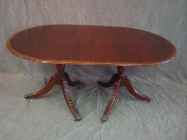 Appraisal: Twin pedestal banded dining table wide x long plus one