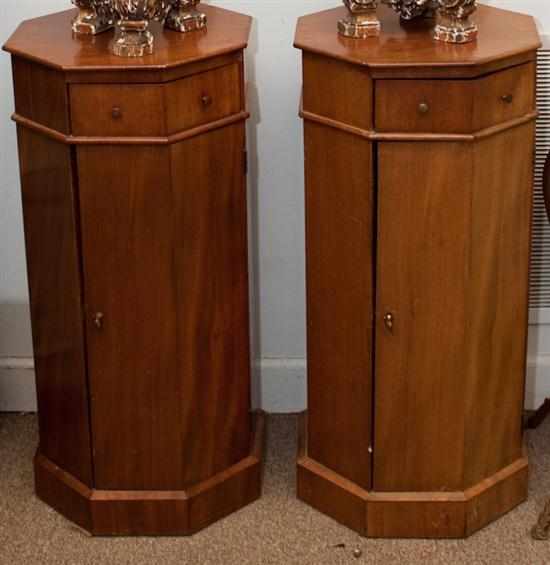 Appraisal: Pair of octagonal-form walnut side cabinets Estimate - All property