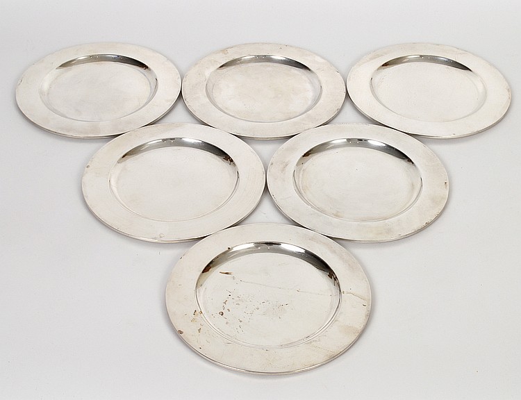 Appraisal: SET OF SIX MEXICAN SANBORNS STERLING SILVER BREAD PLATES th