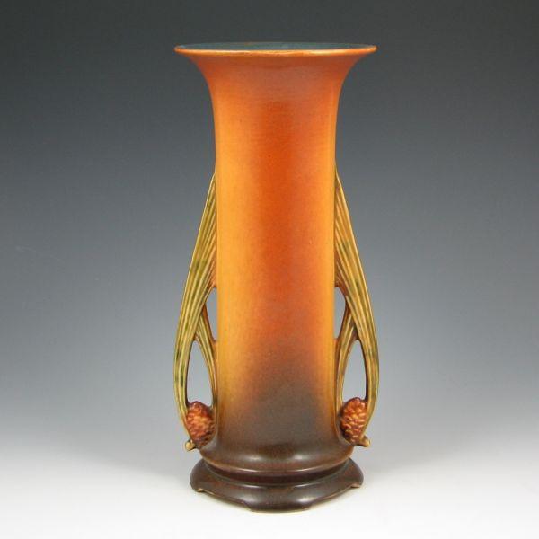 Appraisal: Roseville brown Pine Cone vase Marked Roseville - Repaired chips