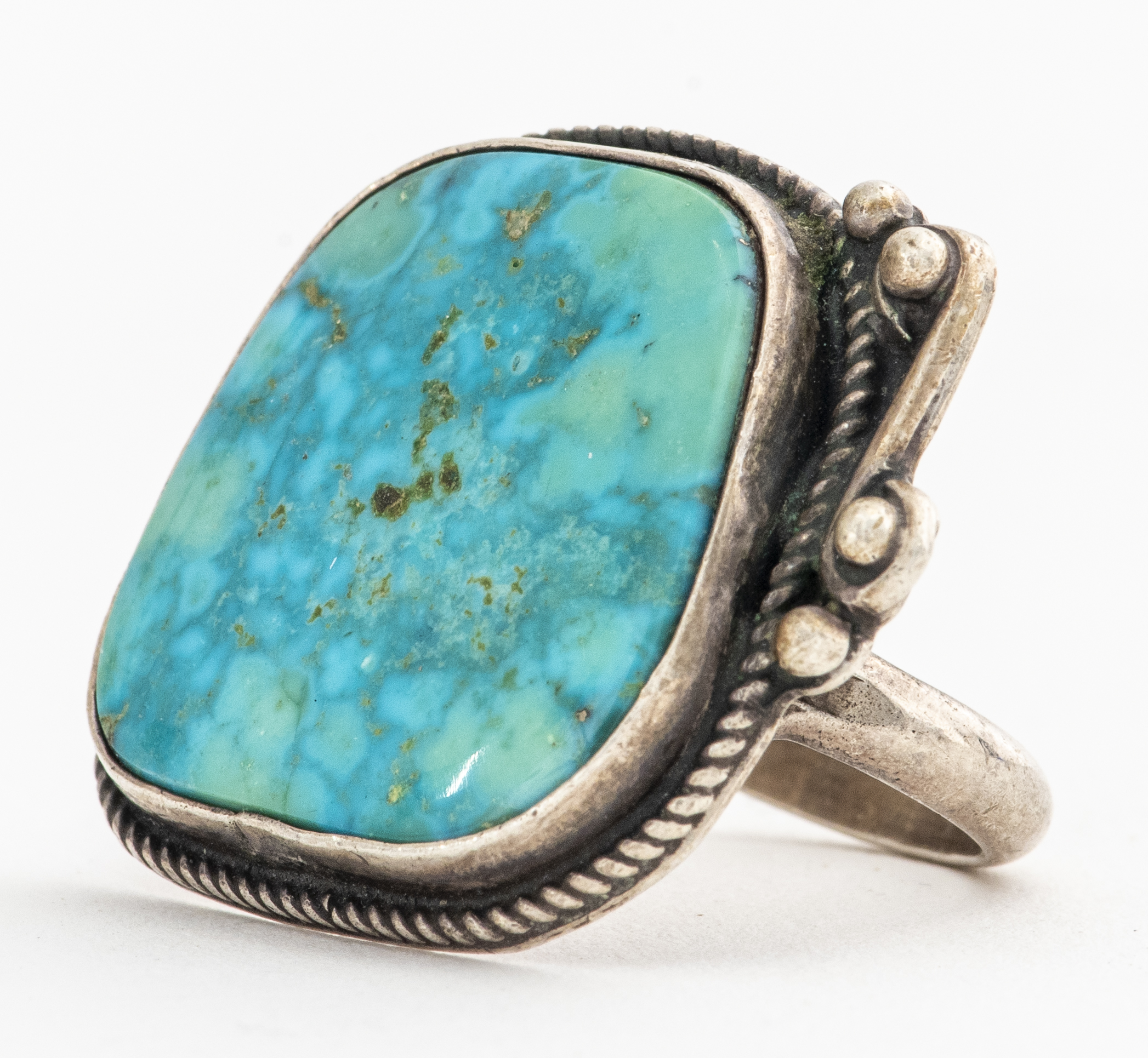 Appraisal: RUSS ROCKBRIDGE RR NAVAJO SILVER TURQUOISE RING Vintage Russ Rockbridge