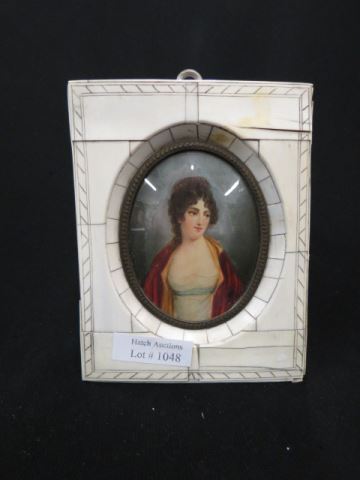 Appraisal: Miniature Painting on Ivory portrait of a lady oval image