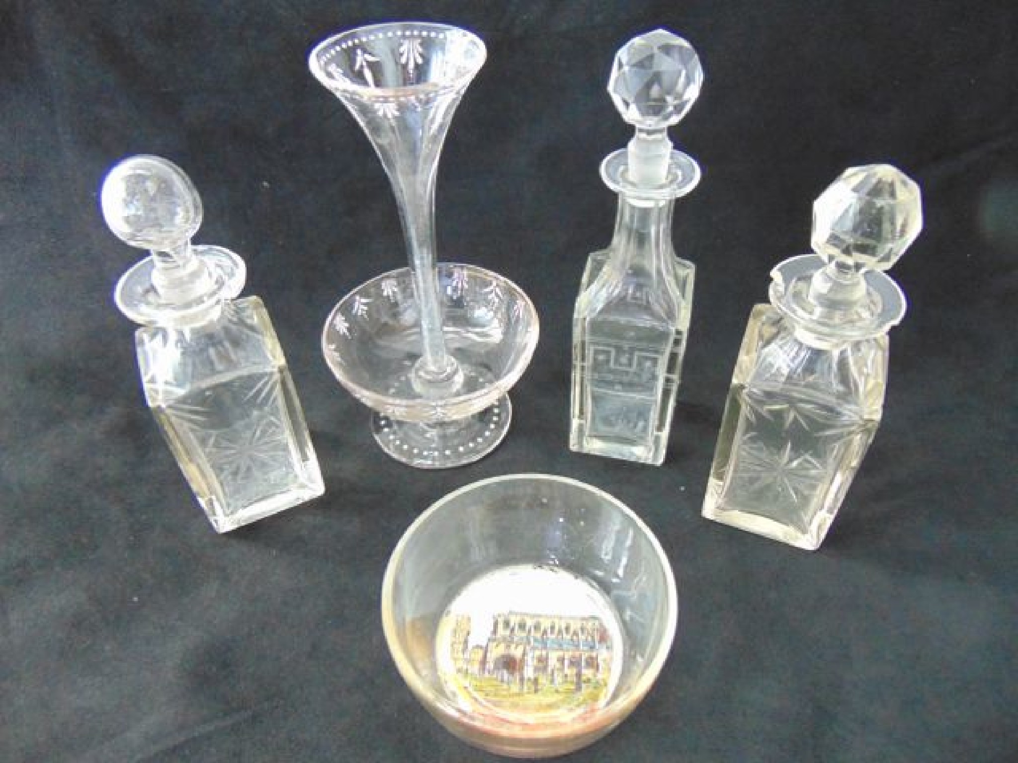 Appraisal: A Victorian clear glass scent bottle of rectangular form with