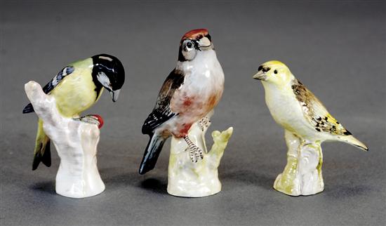 Appraisal: Berlin porcelain figures of birds perched songbird with vibrant plumes