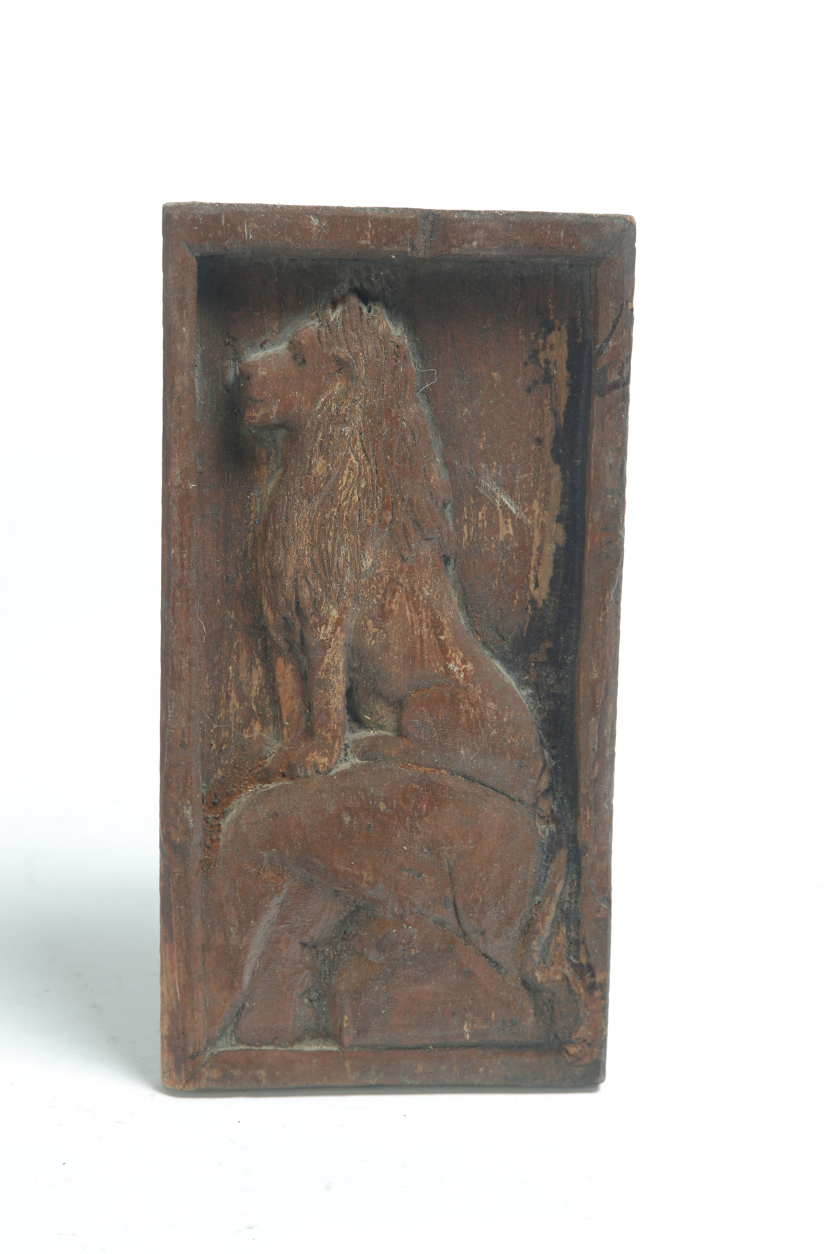 Appraisal: AMERICAN CARVED LION PLAQUE By Andrew Langone New England signed