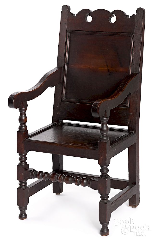 Appraisal: Pennsylvania William and Mary wainscot armchair Southeastern Pennsylvania William and