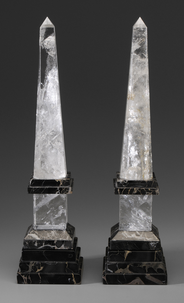 Appraisal: Pair Rock Crystal Obelisks French th century in including unattached