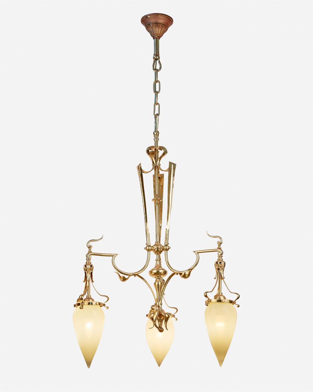 Appraisal: An Art Nouveau gilt-bronze chandelier First-quarter th Century The gilt-bronze