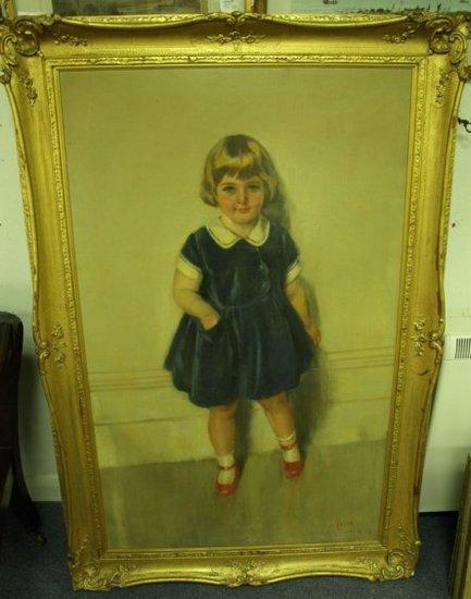 Appraisal: J Quinn portrait of a Young Girl wearing a blue