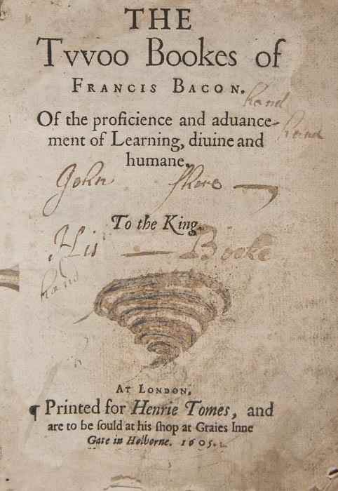 Appraisal: Bacon Sir Francis The Two Bookes of the Proficience and