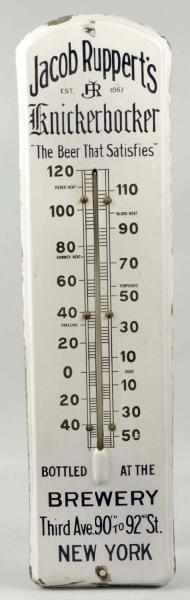 Appraisal: Jacob Ruppert's Knickerbocker Beer Thermometer Description Nice early porcelain thermometer