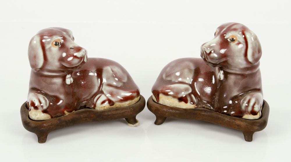 Appraisal: A - Pair Chinese Statues of Dogs Ceramic Pair Of