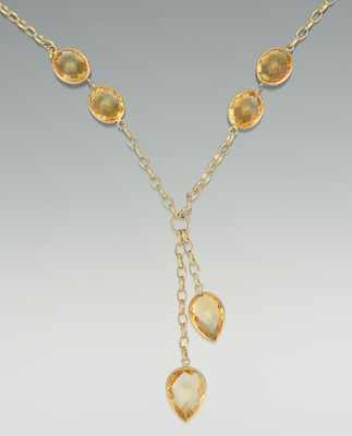 Appraisal: A Citrine Negligee Necklace k yellow gold necklace set with