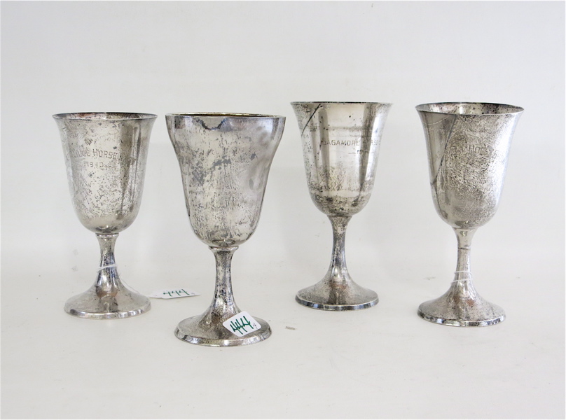 Appraisal: FOUR STERLING SILVER GOBLETS pair Manchester Silver Co by Heather-Mathews