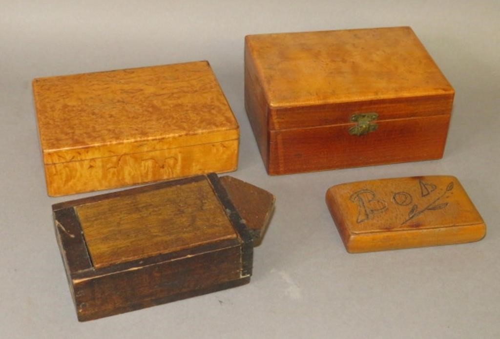 Appraisal: SMALL WOOD TRINKET BOXESca late th-early th century Bob inscribed