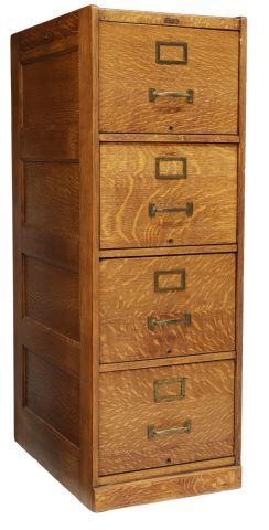 Appraisal: American quartersawn oak four drawer filing cabinet c paneled sides