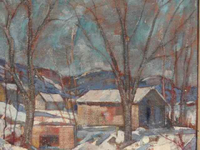 Appraisal: LOEWENGUTH F M Oil On Canvas of Winter Scene Signed