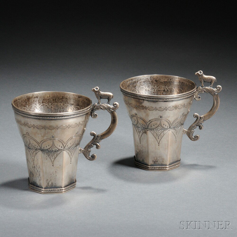 Appraisal: Two Spanish Colonial Andean Silver Cups probably Bolivia late th