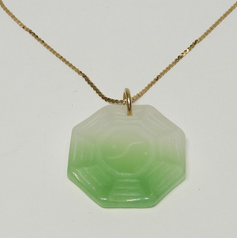 Appraisal: Chinese K Gold Jadeite Pendant Necklace China th Century Chinese