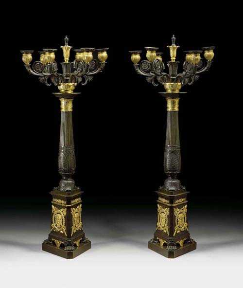 Appraisal: PAIR OF CANDELABRAS Empire Restauration circle of P P THOMIRE