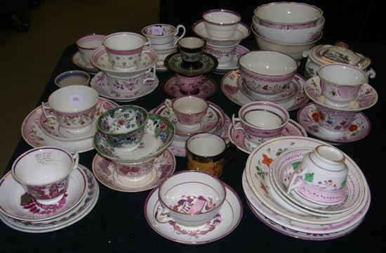 Appraisal: Extensive collection of lustreware porcelain including handleless cups and saucers