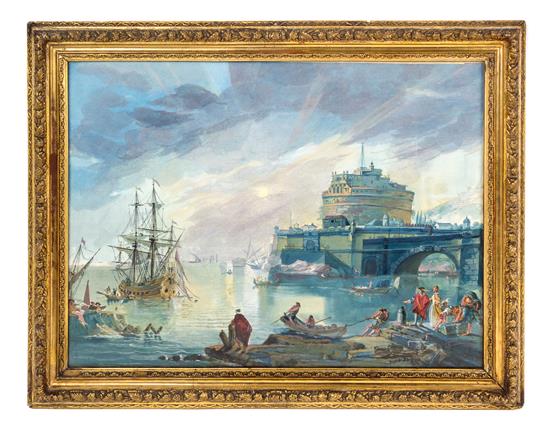 Appraisal: Sale Lot Sebastiano Tessarani Continental th th Century Harbor gouache