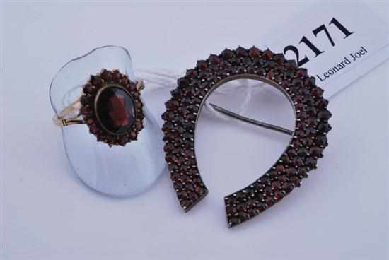 Appraisal: A BOHEMIAN GARNET RING AND BROOCH