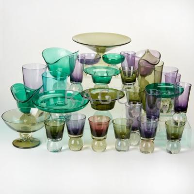 Appraisal: ERICKSON Twenty-nine colored glass vessels including compotes vases and glasses