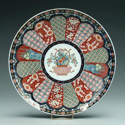 Appraisal: Large Japanese Imari charger central flower arrangement in vessel verso