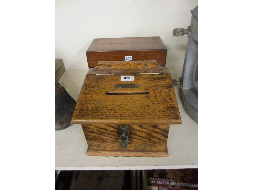 Appraisal: Oak letter box and a mahogany box