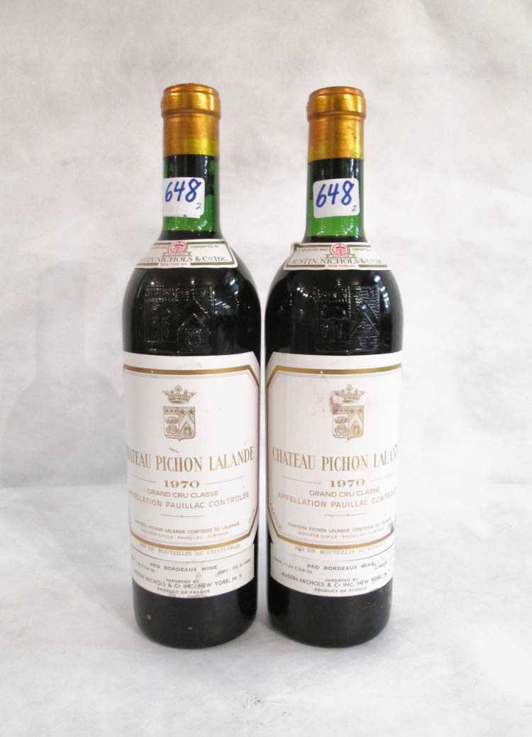 Appraisal: TWO BOTTLES OF VINTAGE FRENCH RED BORDEAUX WINE Chateau Pichon