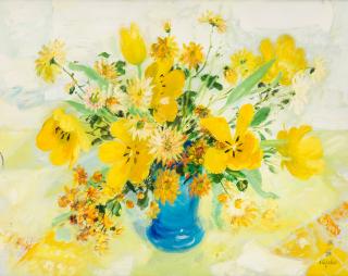 Appraisal: LE PHO VIETNAMESE-FRENCH - Flowers in a Blue Vase oil