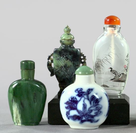 Appraisal: Group of Four Chinese Snuff Bottles consisting of two jade