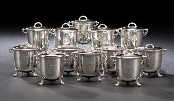 Appraisal: Set of Twelve French First Standard Silver Cocottes a Oeufs