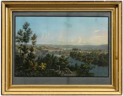 Appraisal: th century engraving of Zurich panoramic view of Zurich Switzerland