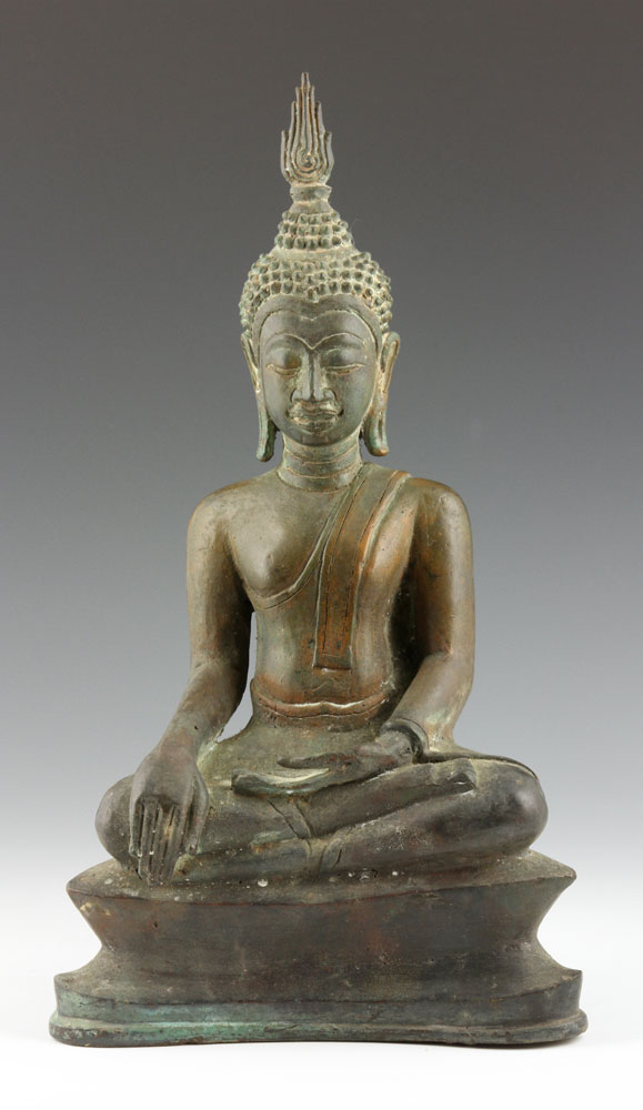 Appraisal: - th th C Thai Buddha Seated figure of the