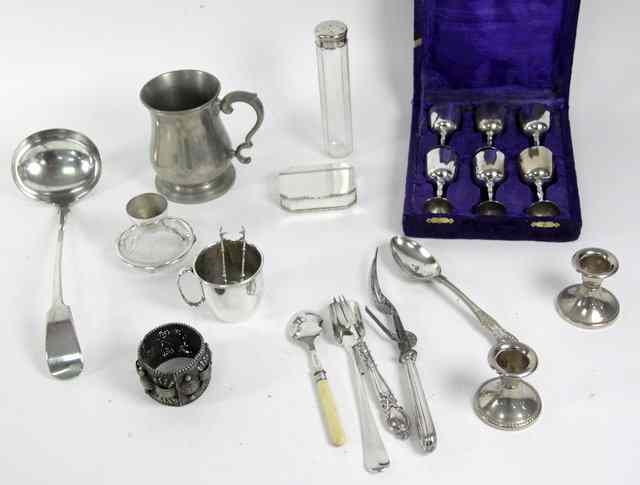 Appraisal: A quantity of silver plate including ladle cheese scoop trinket