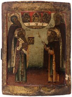 Appraisal: A RUSSIAN ICON OF FOUR PRAYING SAINTS PSKOV SCHOOL TH-