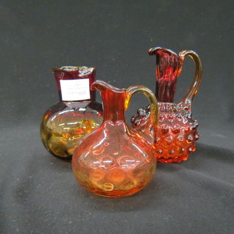 Appraisal: pcs Victorian Amberina Art Glass pinch style vase and two