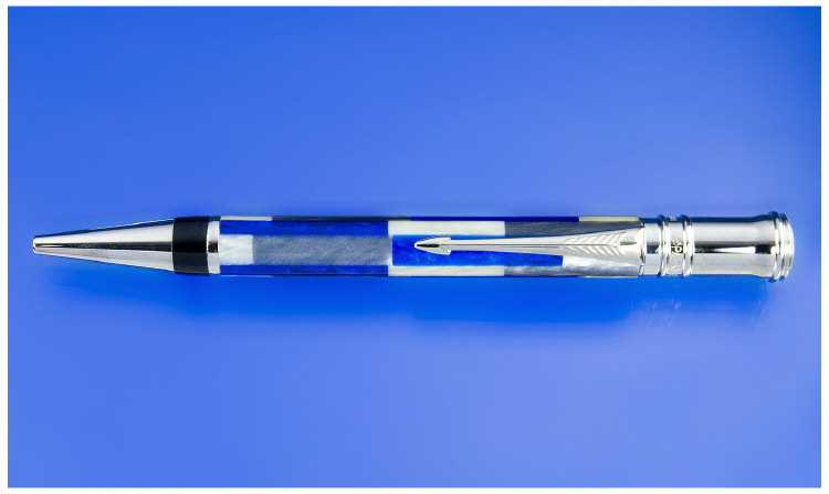 Appraisal: A Parker Duofold Centennial Mosaic Ball Pen in blue and