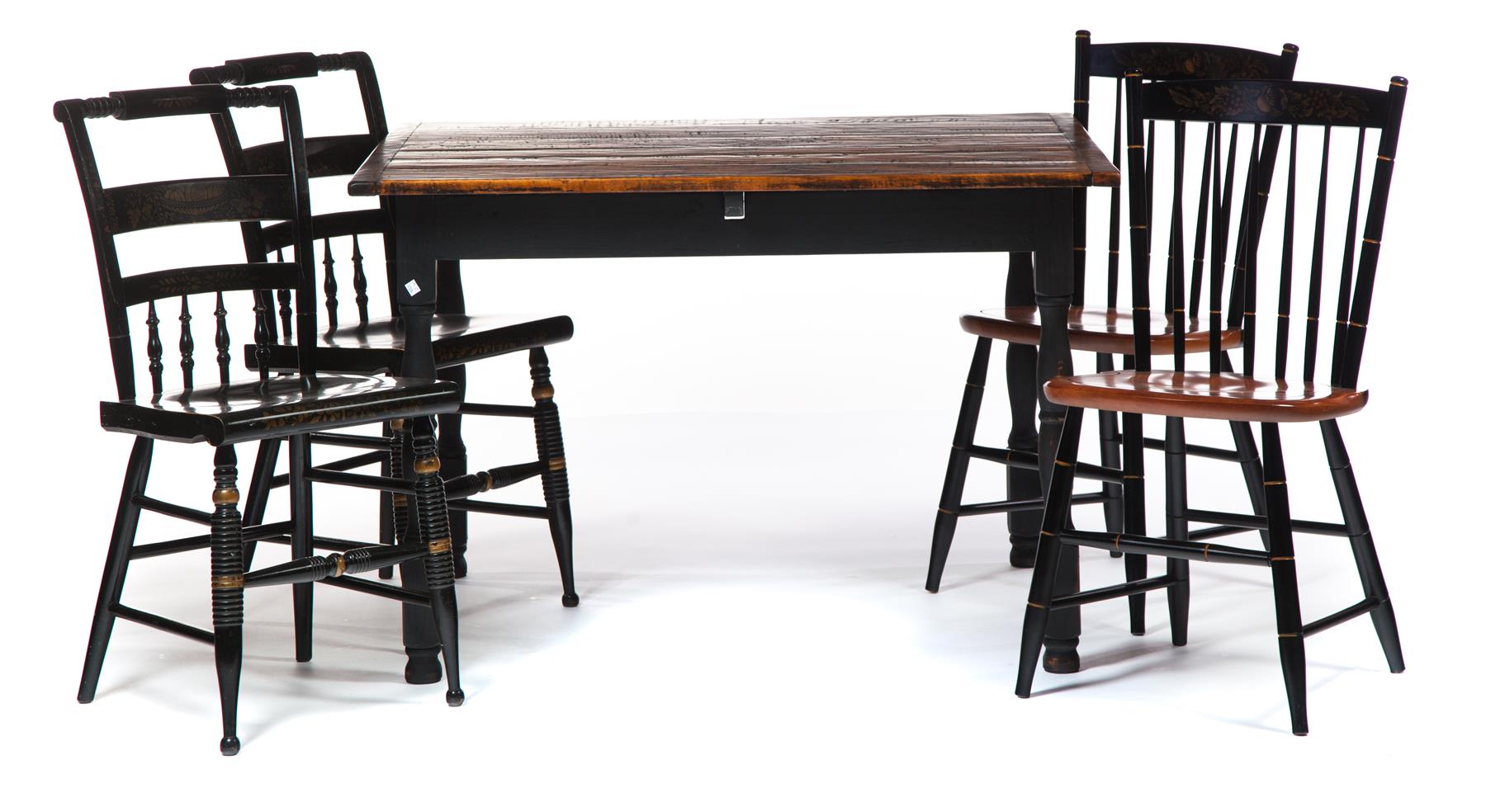 Appraisal: FIVE-PIECE DINETTE SET American th quarter- th century Tavern-type table