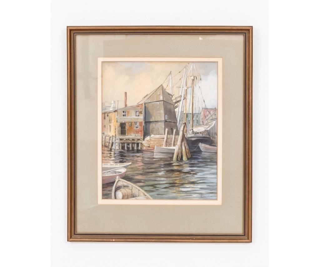 Appraisal: Framed and matted watercolor of a harbor probably Rockport Harbor