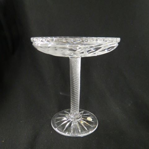 Appraisal: Signet Cut Glass Compote floral air twist controlled stem signed