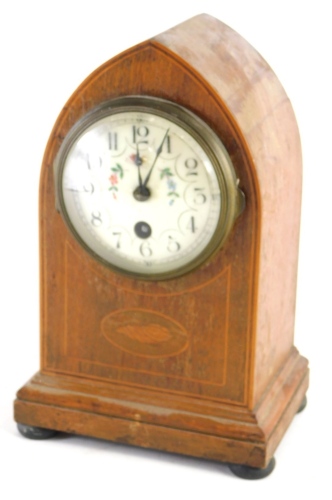 Appraisal: A thC mahogany dome topped mantel clock with floral Arabic